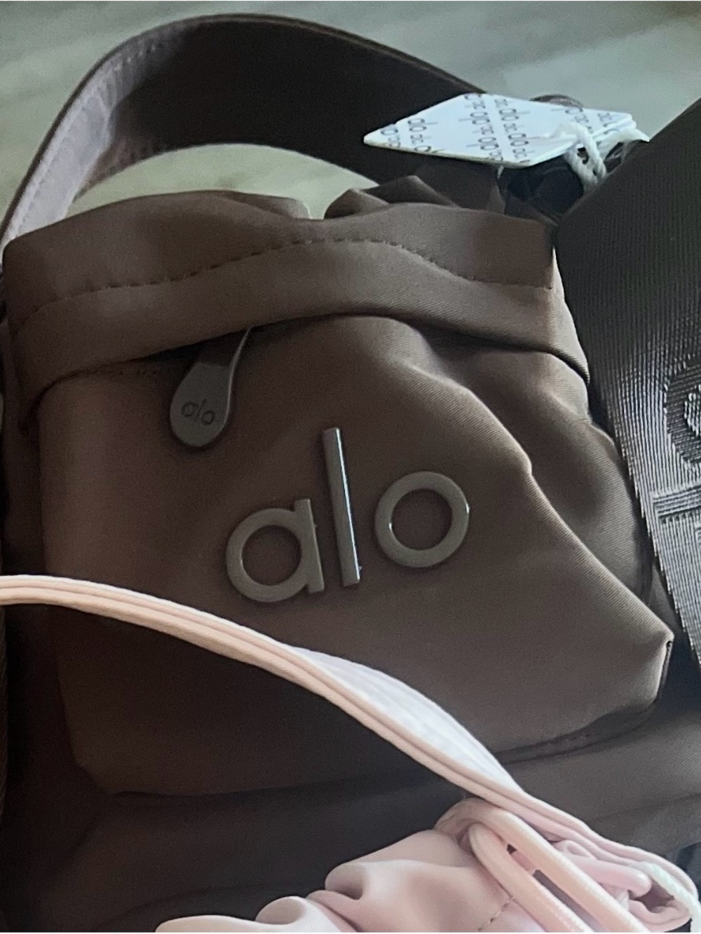 ALO Yoga Brown Crossbody Bag with Minimal Logo